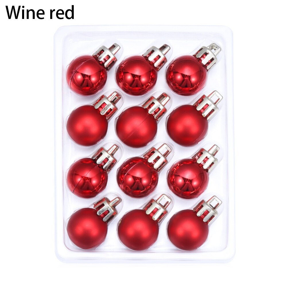 12Pcs 2cm Christmas Tree Decor Ball Bauble Xmas Party Hanging Pendant Ball Ornament for Year Christmas Home Tree Decor: Wine Red
