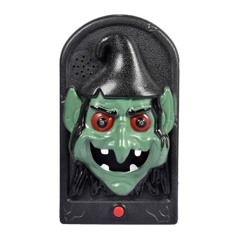 Funny Halloween Doorbell Doorbell Contact Sounds LED Light Control Halloween Decorations: green  black