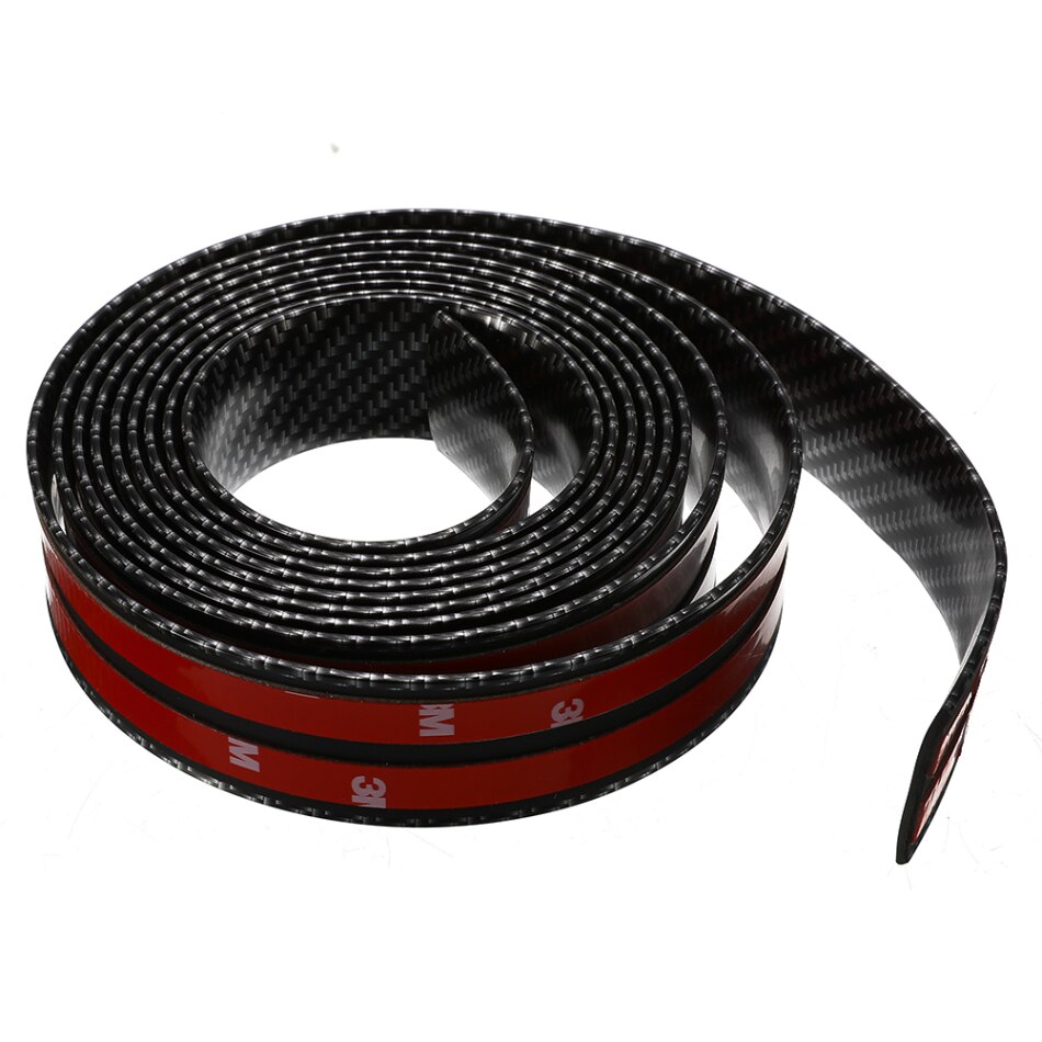 Universal 2.5M/8.2ft Carbon Fiber Spoiler Valance Car Side Skirts Car Front Bumper Lip Splitter Chin Rubber Protectors Strip