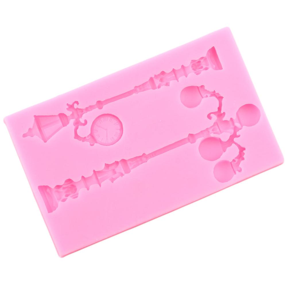 Molde de silicona de farola Vintage, molde de farola 3D para pastel, utensilios para decoración de tortas con fondant, moldes de pasta de goma de Chocolate