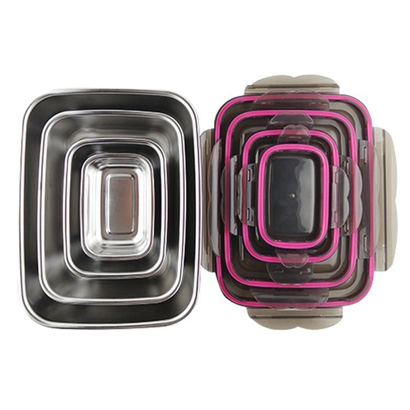 4 Size Leak-Proof Bento Box Stainless Steel Bento Lunch Box Portable Food Box for Students Freshness Preservation Lunch Box