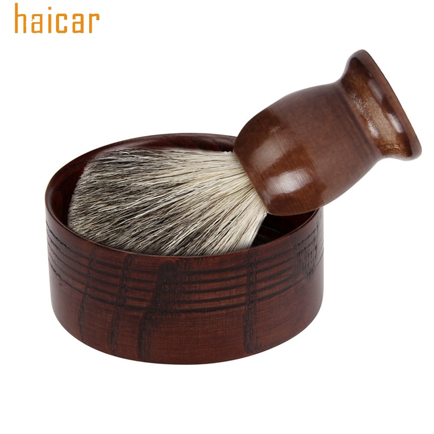 Haicar love beauty kvindelig herre skægbarberbørste+træbarberskål 170118