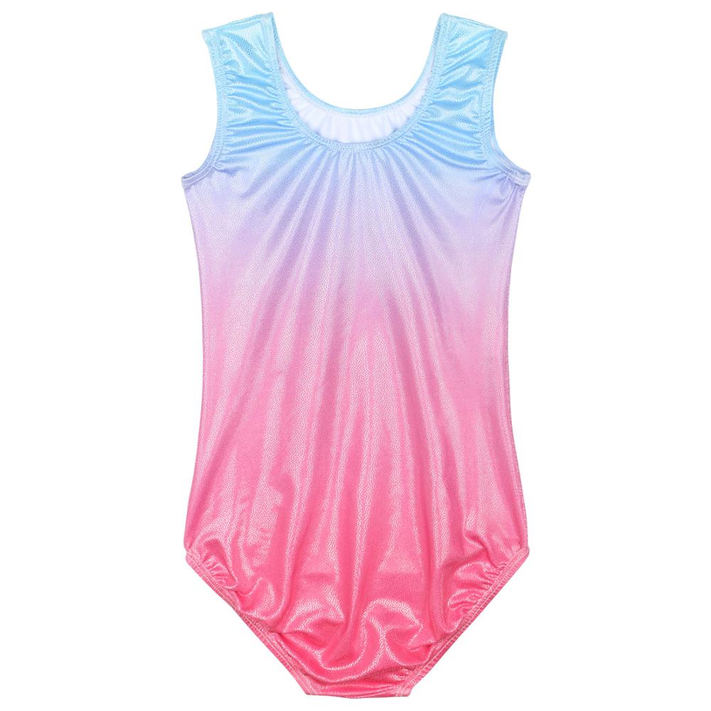 BAOHULU Shiny Sleeveless Gymnastics Leotard Girls Cartoon Cat Pattern Ballet Leotard Children Training Bodysuits Dance Jumpsuits