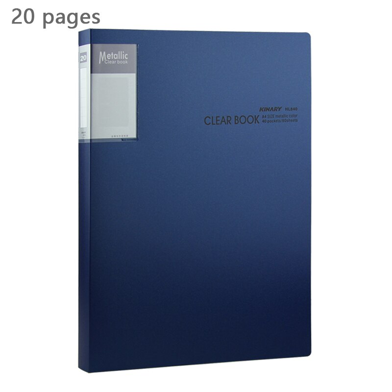 Business Metaal Kleur Informatie Boek Map A4 Multi-layer Transparant Clip Insert Tas Bestand Boek Bestandsmap 40 Pagina 'S 60 Pagina 'S: 20 pages blue