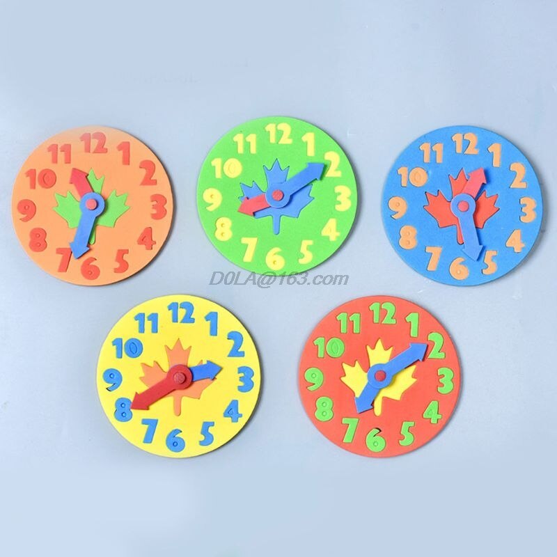 Kids Kinderen Diy Eva Foam Klok Horloge Nummer Fun Math Puzzel Game Leren Onderwijs Speelgoed Intelligentie Jigsaw