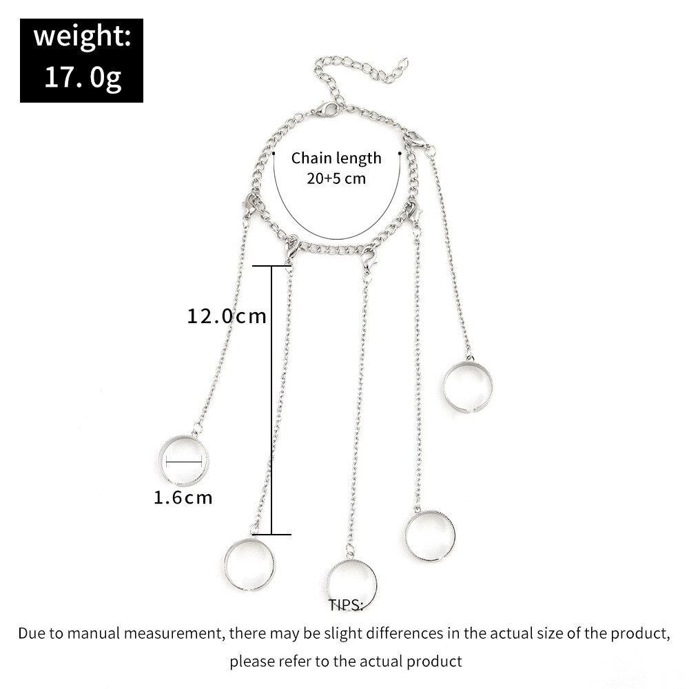 Punk Silber Kette Handgelenk Armbinde für Männer Ringe Abnehmbare Charme einstellen Paar Emo Schmuck Pulsera Mujer Armbinde Ringe einstellen