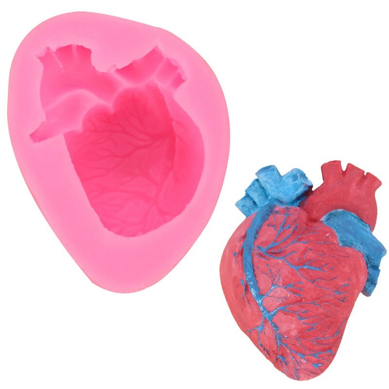 3D Human Heart Mold Fondant Silicone Cake Chocolate Mold Resin Clay Mould Soap Candle Craft Molds Anatomical Heart Wax Mold