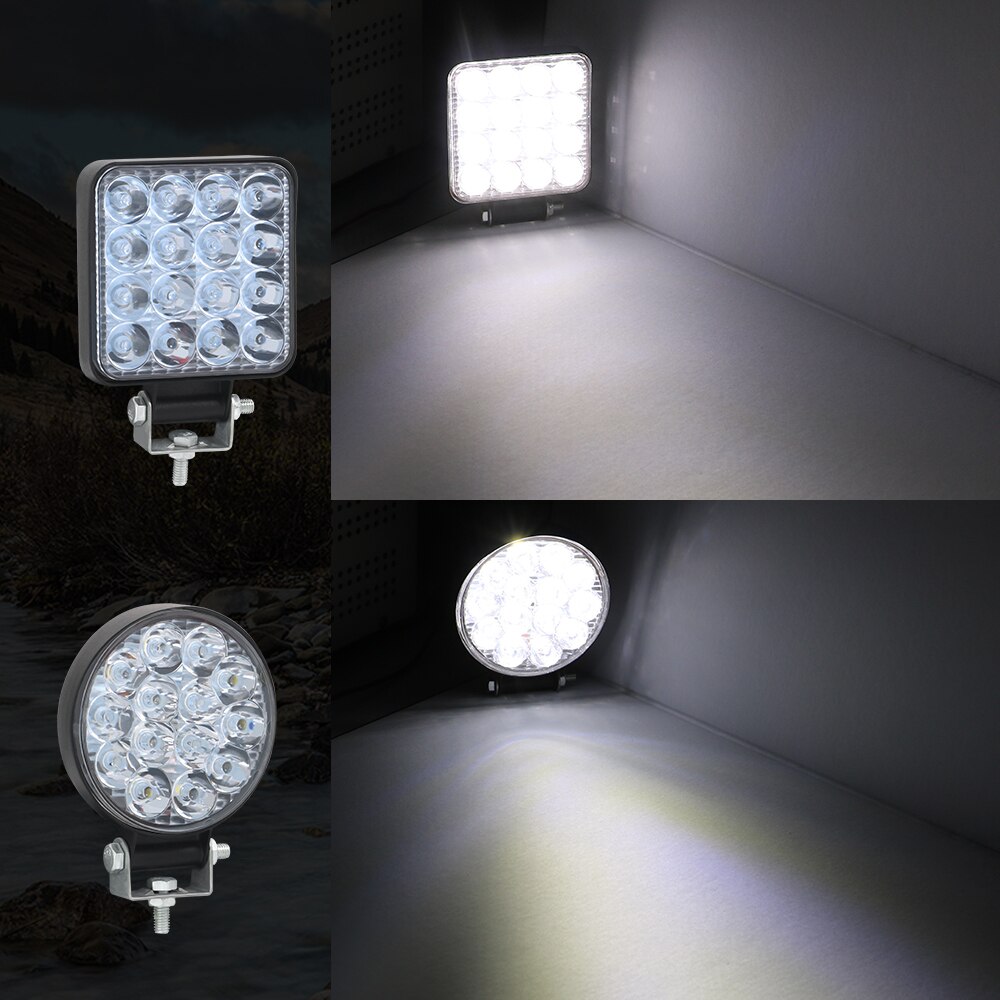 Mini Offroad Led Bar 12V 24V Vierkante Led Verlichting Voor Auto Truct Boot Atv Suv 4X4 Tractor 42W 48W Spots Led Light Bar Wit