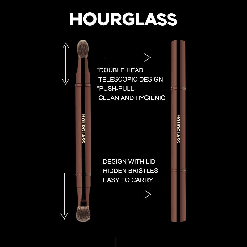 Hourglass-brocha de maquillaje multifuncional, pincel retráctil de doble punta para sombra de ojos