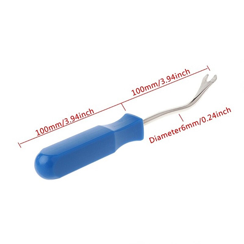 Tapicería Interior de la puerta del coche Panel Clip sujetador de tapicería Clip removedor herramienta destornillador Extractor de clavos 4 pulgadas azul