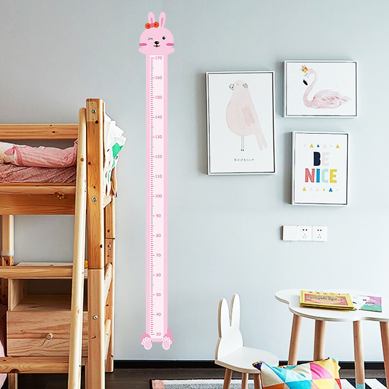 Aftagelig tegneserie dyr wallsticker børn barn vækst højde måle diagram bord abe hund kanin løve børneværelse indretning