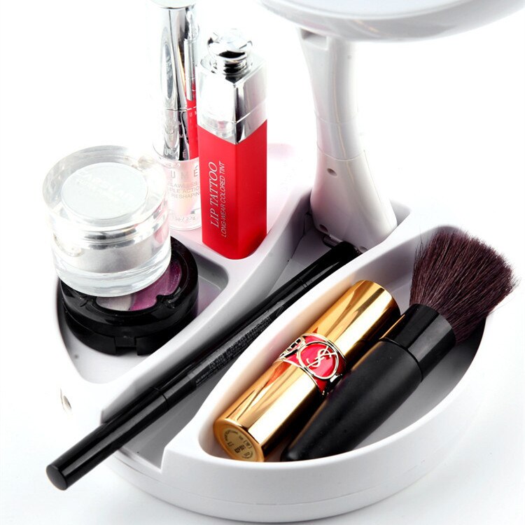 Espejo plegable con luz LED para maquillaje, espejo con aumento de 360 grados, 10X, con luces, cosmético iluminado, para maquillaje