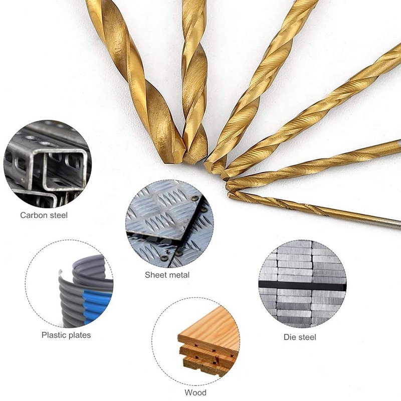 120 stk titanium boresæt hss bor til metal, stål, træ, plast, kobber, aluminiumslegering , 1mm to 3.5mm