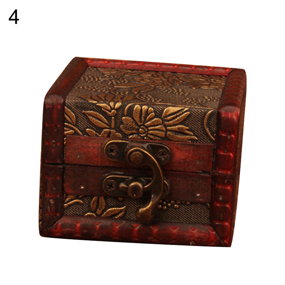 Vintage Small Wood Flower Coin Pattern Box Jewelry Bracelet Storage Holder Makeup Organizer Box Jewelry Treasure Chest Case: Grape
