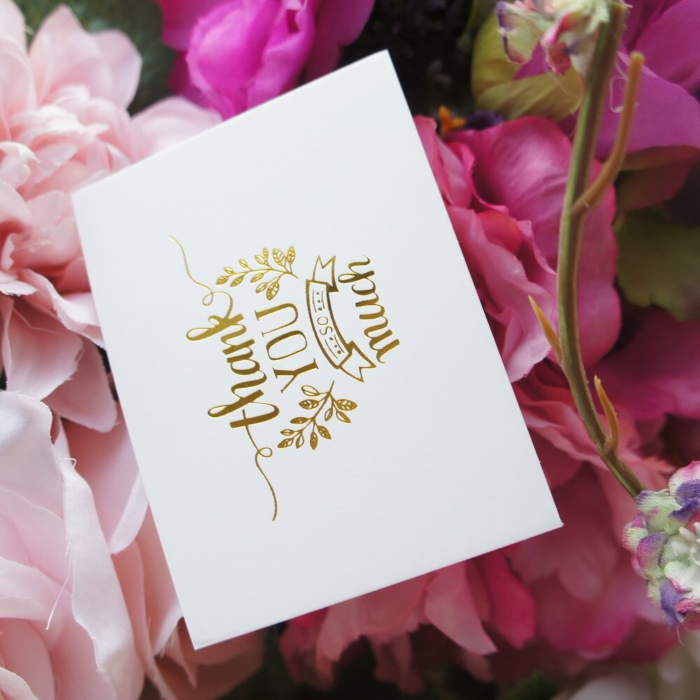 multi-use 25pcs Mini thank you Card gold with pink envelope Scrapbooking party invitation cards
