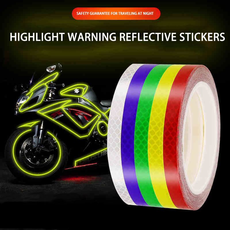 Nastro per cerchioni per moto Adesivi riflettenti per ruote Decalcomanie Adesivi di avvertimento di sicurezza per auto Accessori per decorazioni per lo styling della moto 5 colori