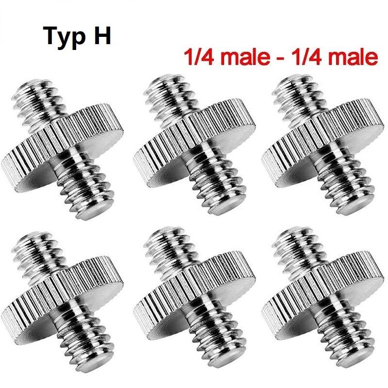 Metal 1/4 "Male Naar 1/4" Of 3/8 "Buitendraad Adapter 1/4 Of 3/8 Inch Dubbele Mannelijke Schroef adapter Voor Statief Camera Accessoires: Blauw