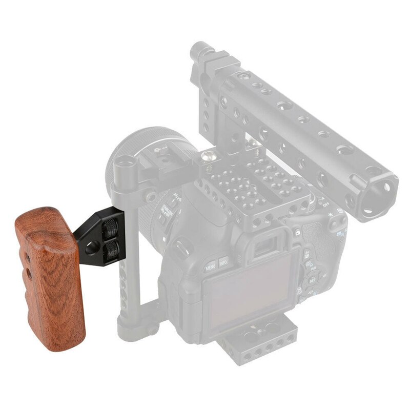 Dslr Camera Links Houten Handvat Grip Mount Ondersteuning Voor Dv Video Kooi Rig Afstand 18Mm