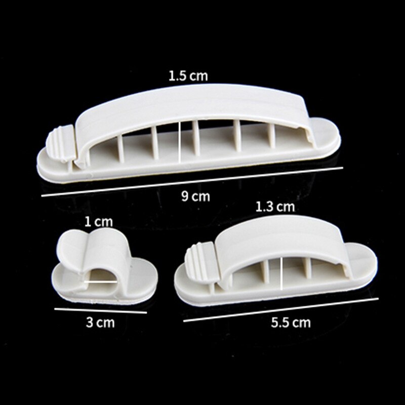 10 PCS Plastic Wire Fixing Clip Self-Adhesive Cable Winder Fixed Line Card Buckle Cable Network Cable Clamp Organizer