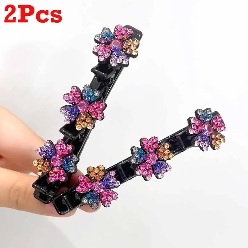 2/4pcs Korean Fixed Headband Hairpin Double Layer Braided Hairpin Hair Hoop Broken Hair Clip Women Hairpin Lazy Hair Accessories: SKY BLUE