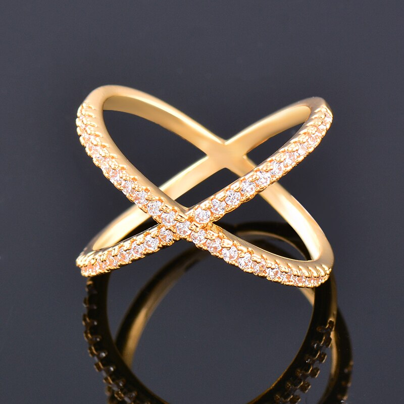 Sinleery Trendy X Vorm Cross Trouwringen Rose Geel Goud Zilver Kleur Micro Verharde Crystal Ringen Voor Vrouwen Sieraden JZ008 ssb