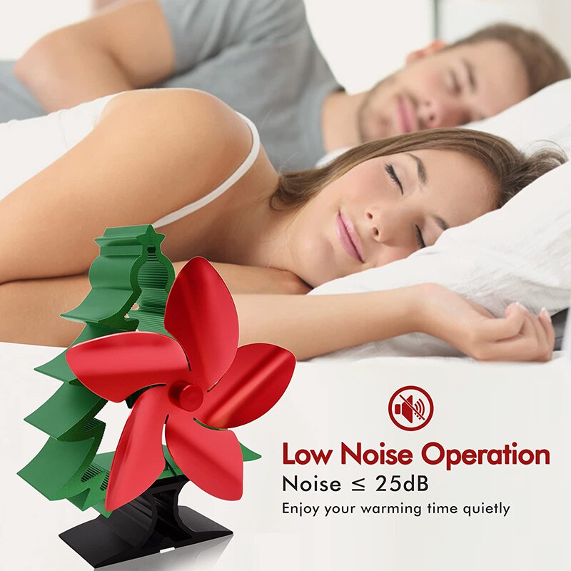 Christmas Tree Shape Five Leaves Fireplace Fan Unpowered Fan for Stove Fans Indoor Wood Stove House Firewood Stoves for Home