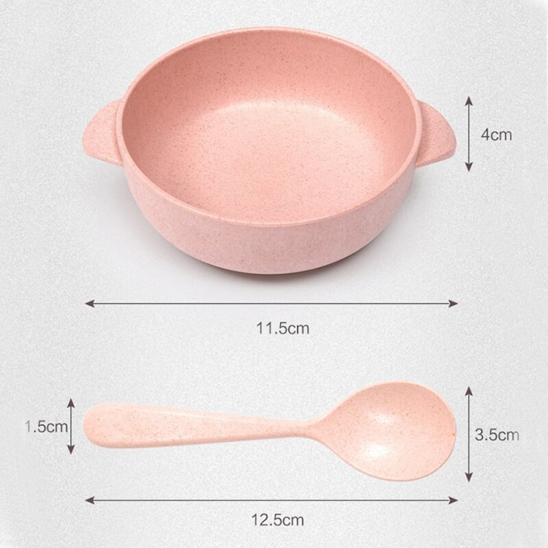 Conjunto de utensílios de mesa de palha de trigo bebê tigela de jantar crianças dos desenhos animados prato de jantar colher de tigela de treinamento do bebê para crianças