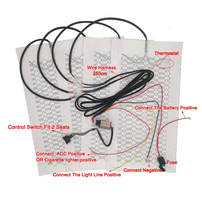 Universele 12V Auto Stoelverwarming Koolstofvezel Warmte Pads Set 5 Niveaus Digitale Display Schakelaar Dual Control Systeem Met harness Kit