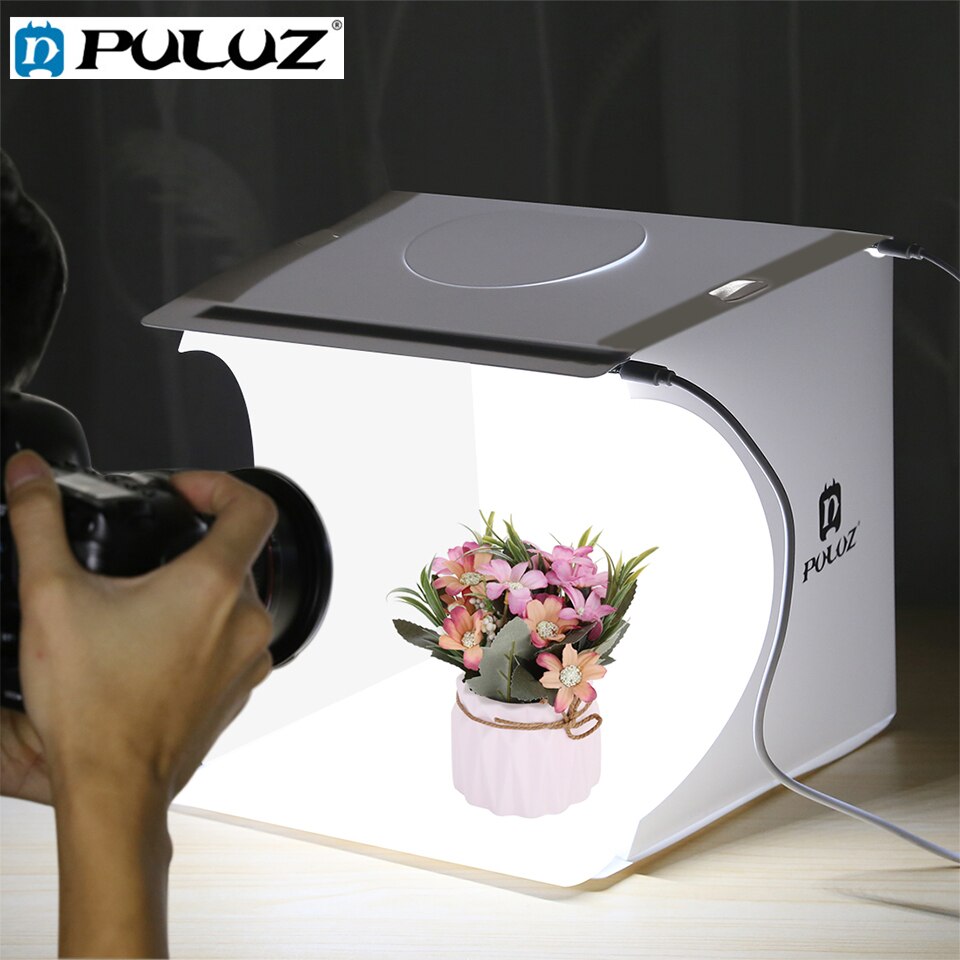 PULUZ 2LED Lightbox Light box Mini Photo Studio Box 1100LM Fotografia Box Luce Studio di Ripresa Tenda Box Kit &amp; 6 colore Fondali