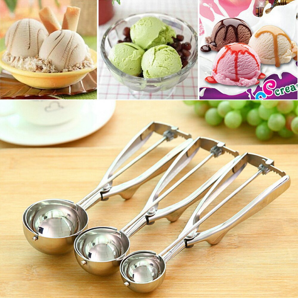 4CM 5CM 6CM Kitchen Ice Cream Mash Potato Scoop Stainless Steel Spoon Spring Handle Kitchen Accessories