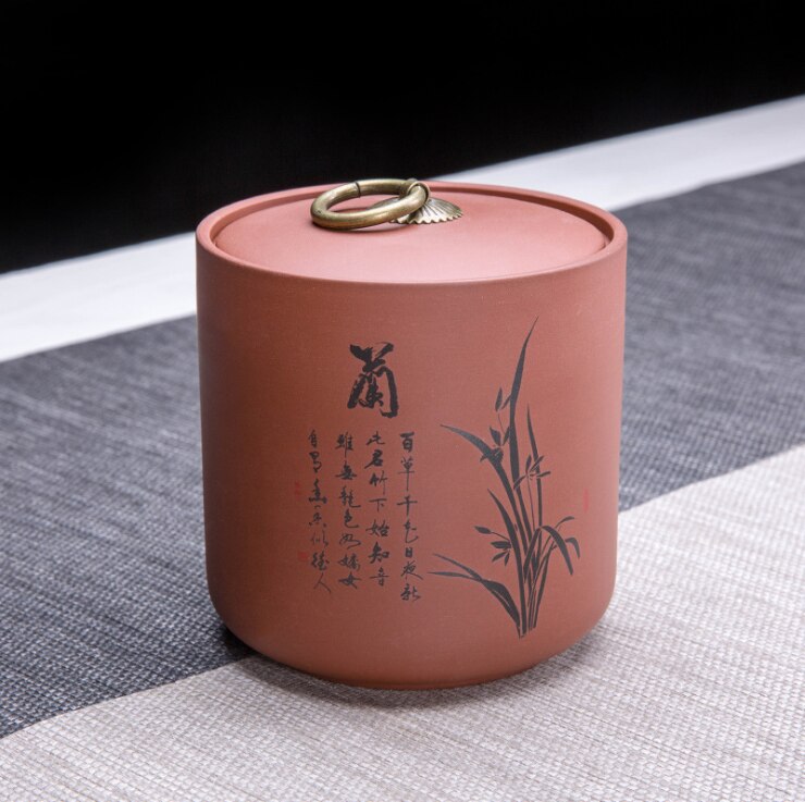 Airtight Canister Zisha Tea Box Kitchen Storage Bottles Jars Food Container Grains Tea Coffee Beans Grains Candy Jar Containers: Pattern 5