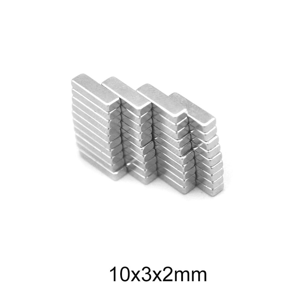 20 ~ 1000 stk. 10 x 3 x 2 mm stærke neodymmagneter tykkelse 2mm blok permanentmagnet 10 x 3 x 2mm kraftige magnetiske magneter 10*3*2 mm
