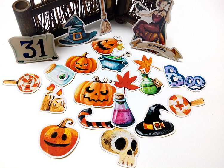 22 stks Zelf gemaakte handbook stickers leuke kawaii halloween stickers grappig decoratieve stickers scrapbooking DIY craft fotoalbums