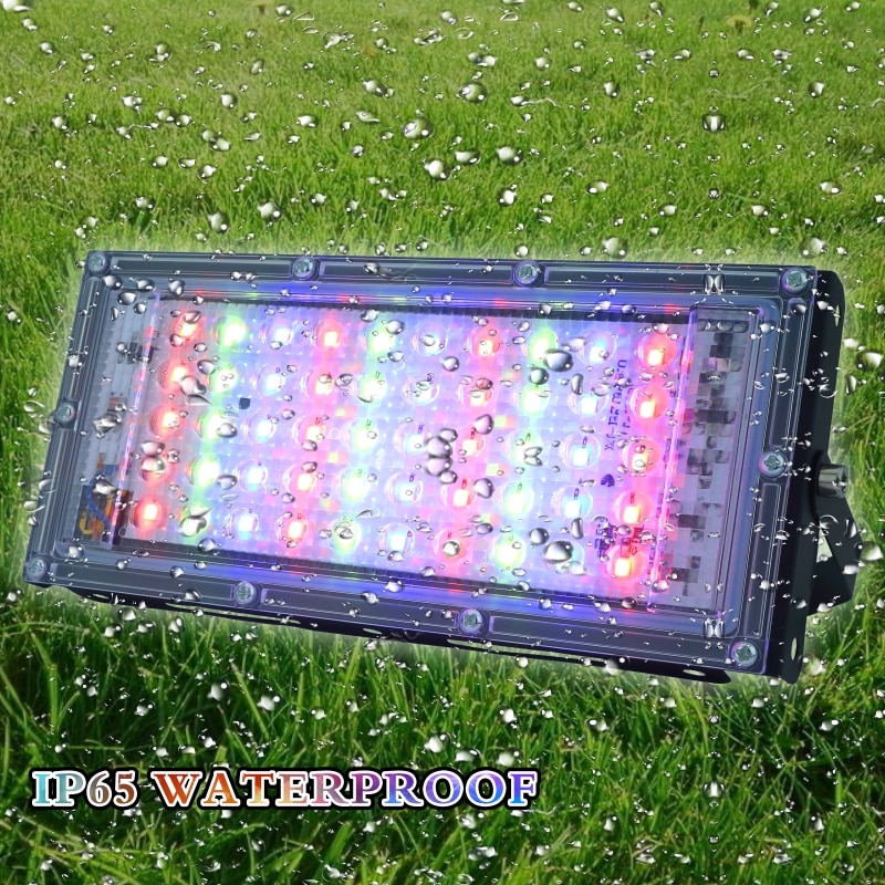 50W LED RGB Flood Light Lamp AC 220V 230V 240V Outdoor Floodlight IP65 Waterproof Reflector Led Spotlight with Remote Control