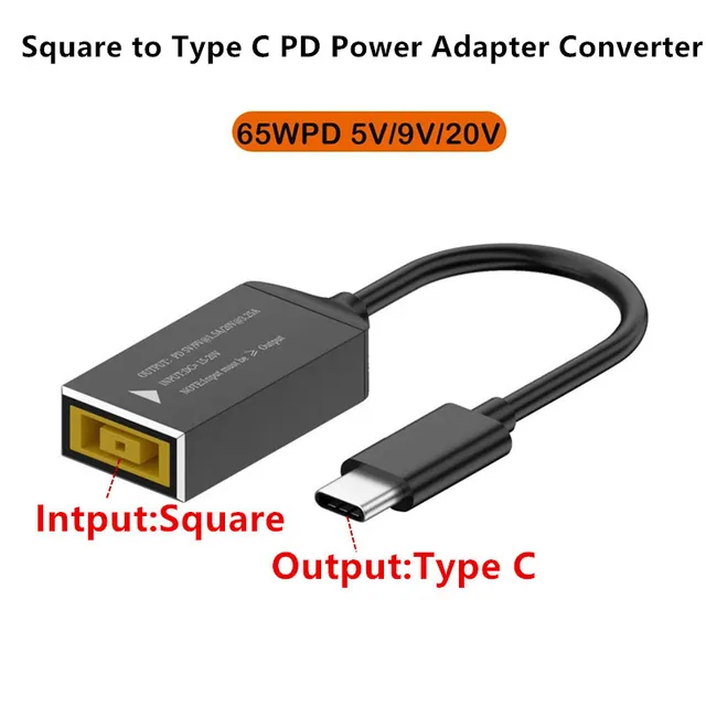 65w usb-c snellaadkabels voor lenovo laptopladers, dc-aansluiting met vierkante stekker naar type-c pd-voedingsadapter/converter: Diepblauw