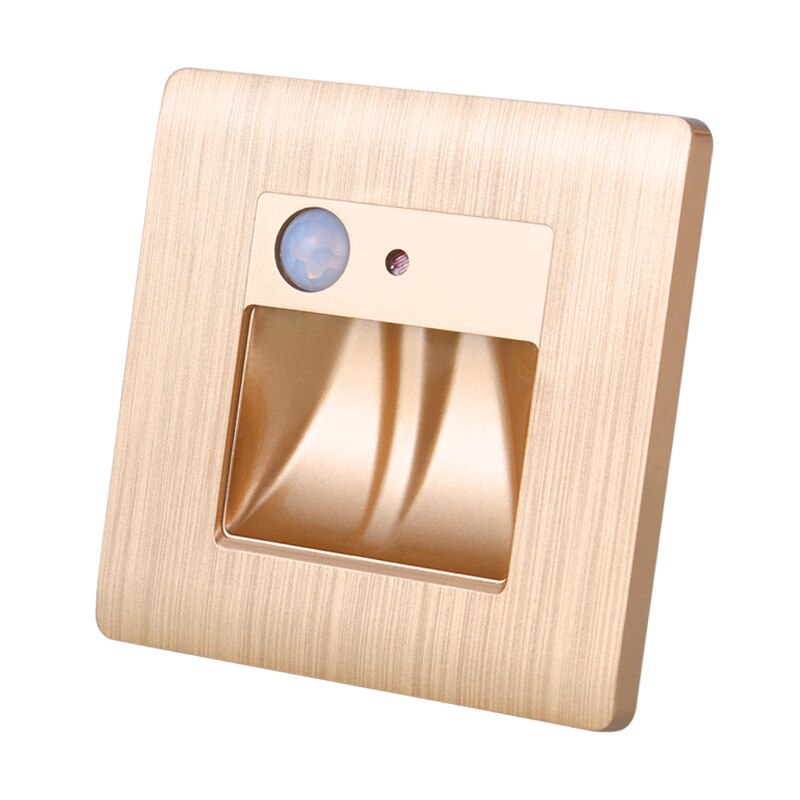 Recessed in Steps Ladder Wall Lamps Led Stair Light Indoor PIR Motion Sensor Infrared Human Body Induction step Wall Light: Champagne / cool white
