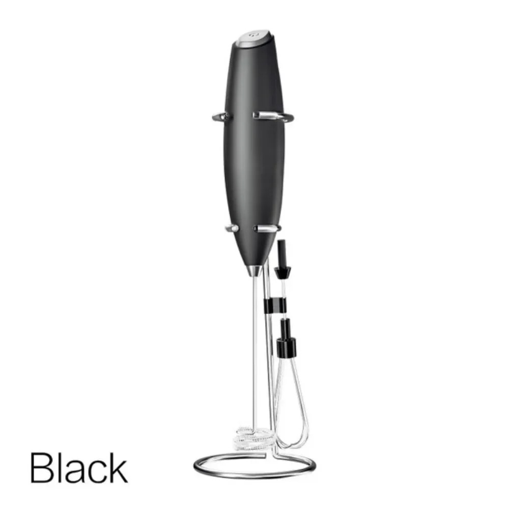 Krachtige elektrische melkopschuimer, draagbare mini-garde voor koffie, latte, cappuccino, keukengereedschap, huishoudelijke benodigdheden: Black