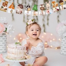 Patimate skog fotobanner 1st bursdagsbanner safari jungel festdekor ett års bursdagsfest rekvisita låve baby dusj