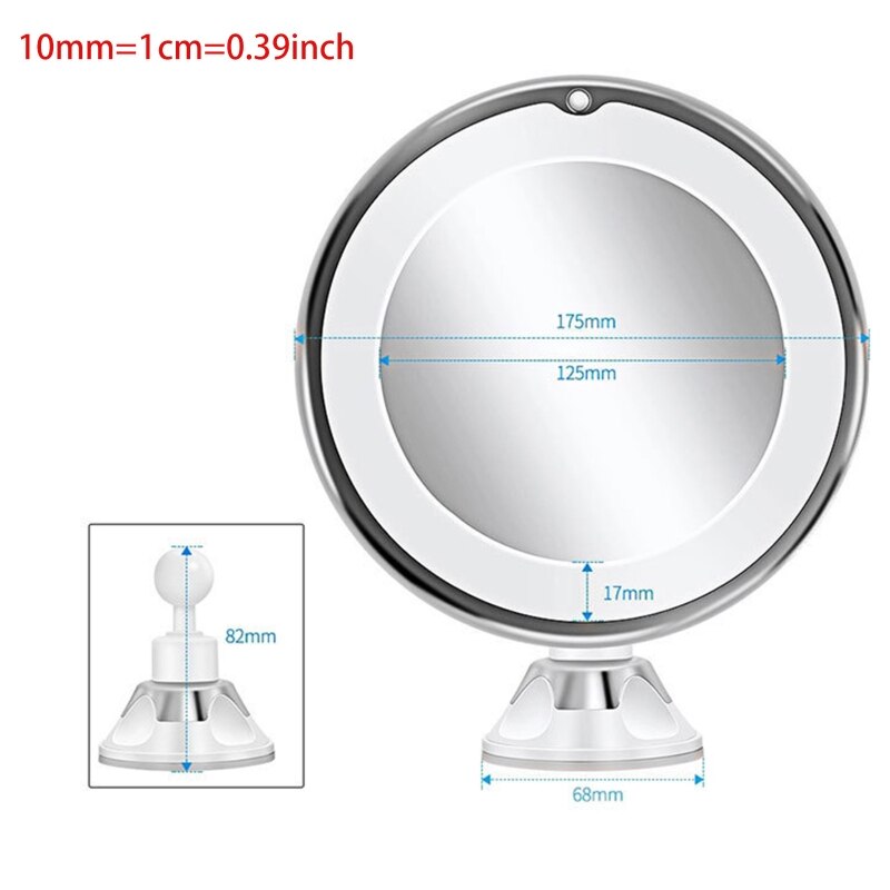 10X Vergrootglas Make-Up Spiegel Met Licht 360 Graden Rotatie Krachtige Zuignap