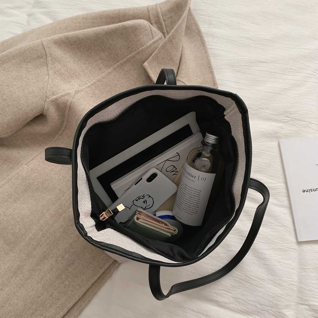 Large Capacity Canvas Tote Bag Cotton Fabric Cloth Reusable Shopping Bag Women Beach Handbags Solid Shoulder Bags Big Totes