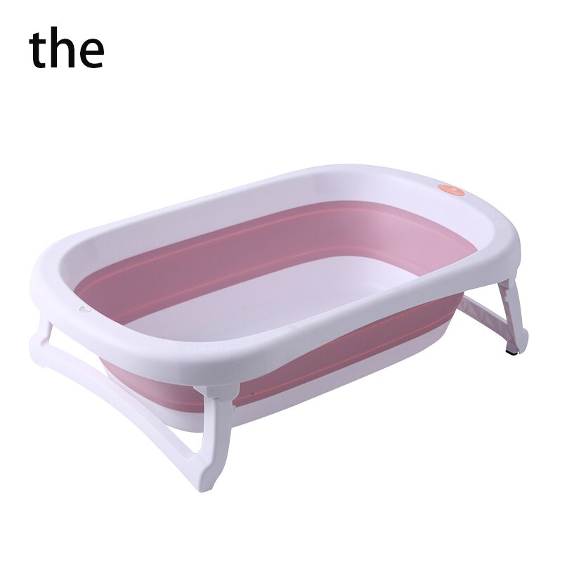 Folding Baby Bath Tub Plastic Bathtub With Thermometer Infant Collapsible Bathtub For Children For Bathroom Newborn Baby Product: pink the