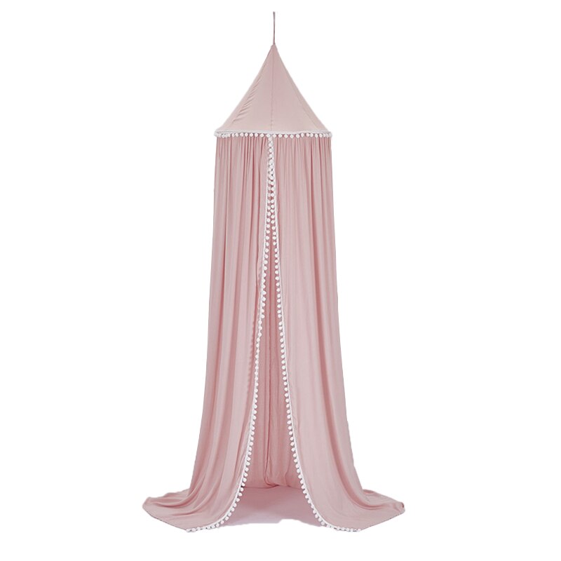 Kids Bed Canopy Curtain Children Play Tent House Girl Princess Round Dome Canopy Baby Crib Cot Hanging Tent Baby Room Decoration: Pink