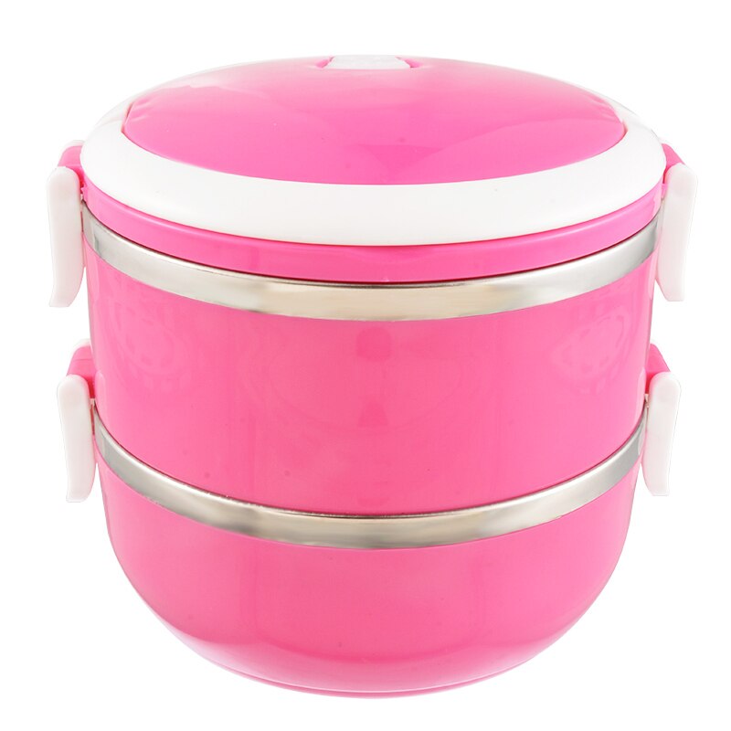700ML School Lunch Box Stainless Steel Bento Box Lunch Thermos Food Storage Container Lunchbox 5 Colors Thermal Container Box: rose red / one layer