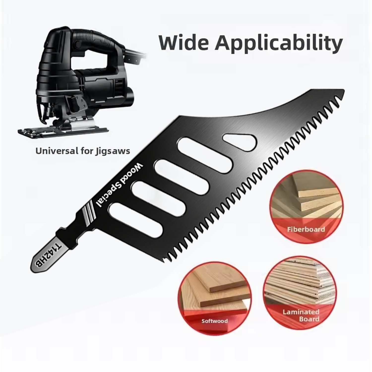 Cuchillas de corte al ras de madera, hoja de sierra de calar con vástago en T de acero al carbono, dientes gruesos reemplazables para herramientas de corte de espacios apretados de aluminio