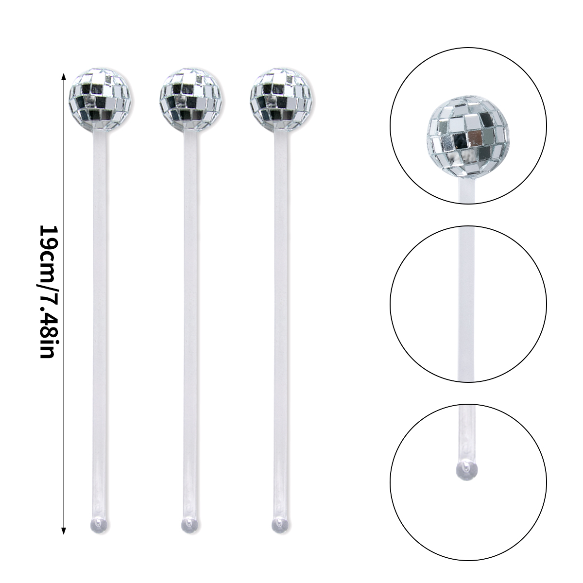 Disco Party Balls Drinking Cups Straws Cupcake Topper Cocktail Stirrers Retro Disco Themed Dance Party Birthday Party Supplies: DEEP BLUE