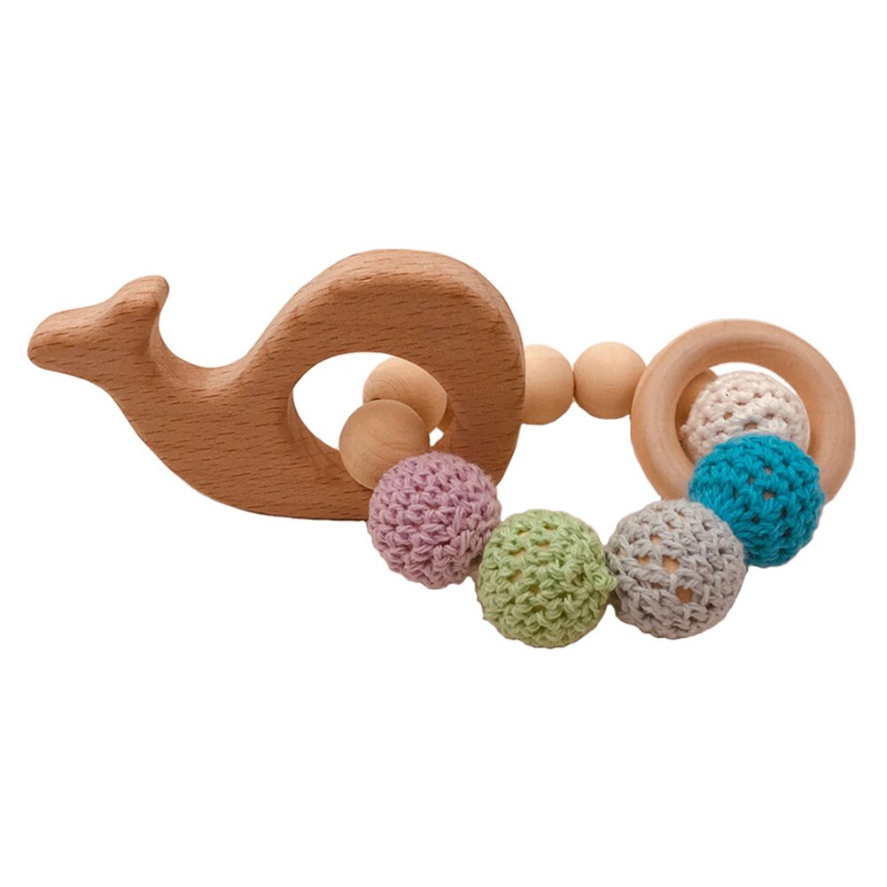 Tre baby tenner pleie armbånd søt tyggering leketøy perler bitringer baby rangle munnpleie tenner trille barnevogn tilbehør: Hval