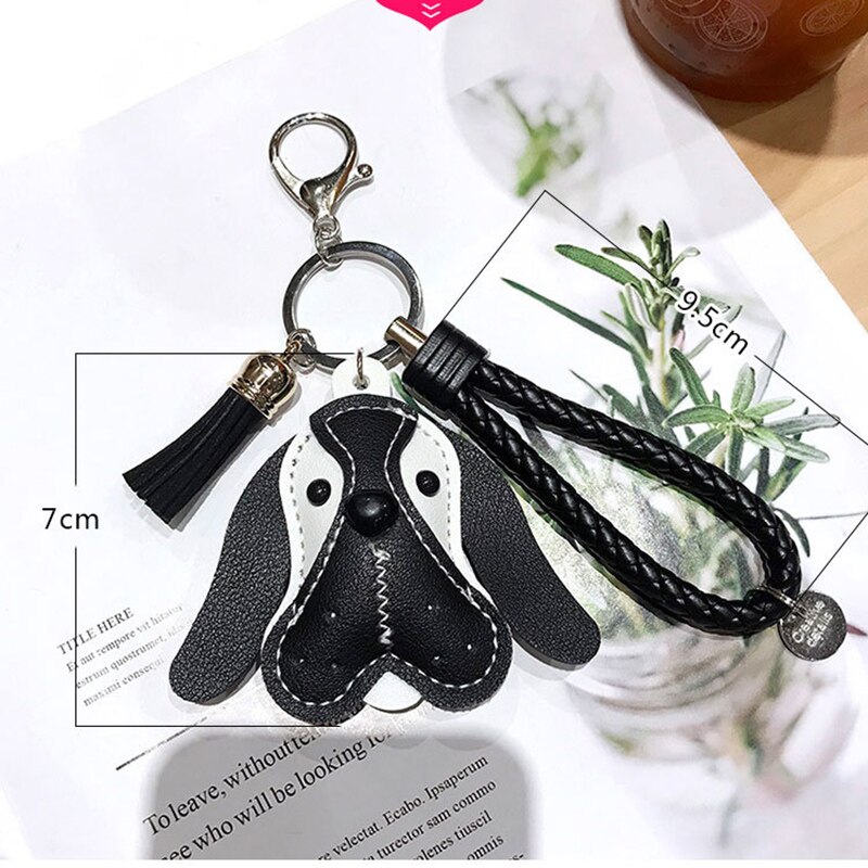 Fancy Leuke Hond Dier Sleutelhanger PU Lederen Trinket Gevlochten Touw Handgemaakte Sleutelhanger Auto Sleutelhanger Bag Hanger Charms Sleutelhanger