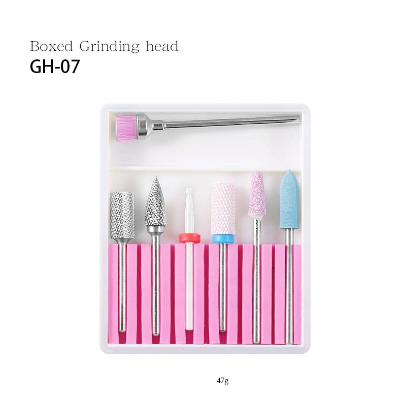7PCS Ceramic Diamond Nail Drill Bits Set Milling Cutter Set Manicure Rotary Burr Clean Bits Electric Machine Accessory Nail File: GH 07