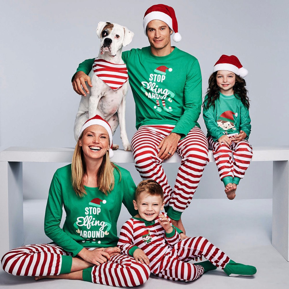 Familie Weihnachten Pyjama einstellen Familie Passenden Kleidung Weihnachten Party Kleidung Erwachsene freundlicher Pyjama einstellen Baumwolle Baby Karosserie Nachtwäsche