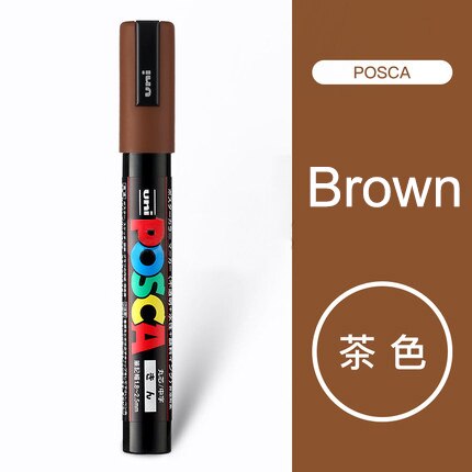 Uni Posca PC-5M Paint Marker Pens Medium Tip 1.8mm-2.5mm 17 Colors for School Office Art Marker Japanese Art Supplies 1Pcs: Brown 1Pcs